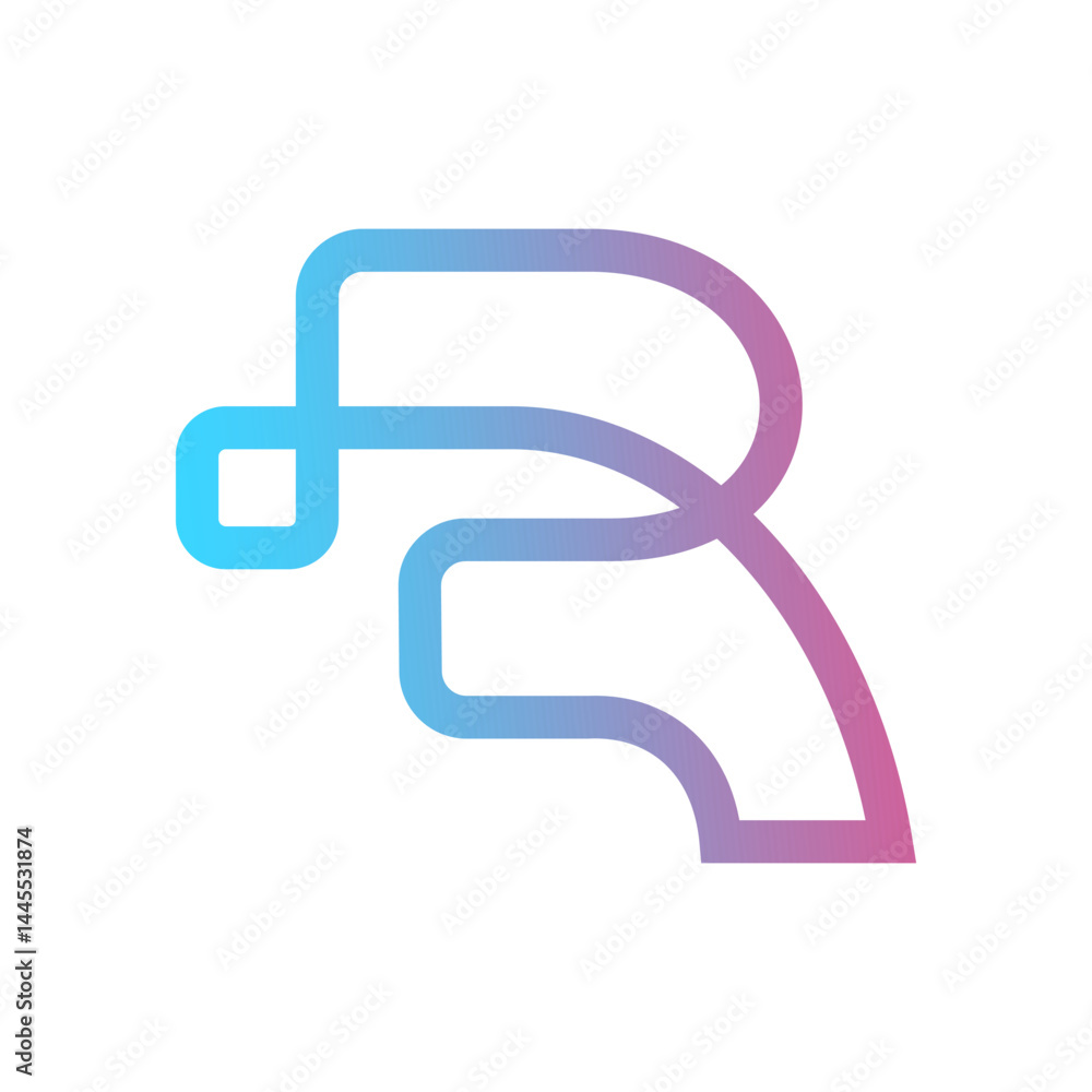 Creative Minimalist R Symbol with Gradient Outline Design Creative Minimalist R Symbol with Gradient Outline Design