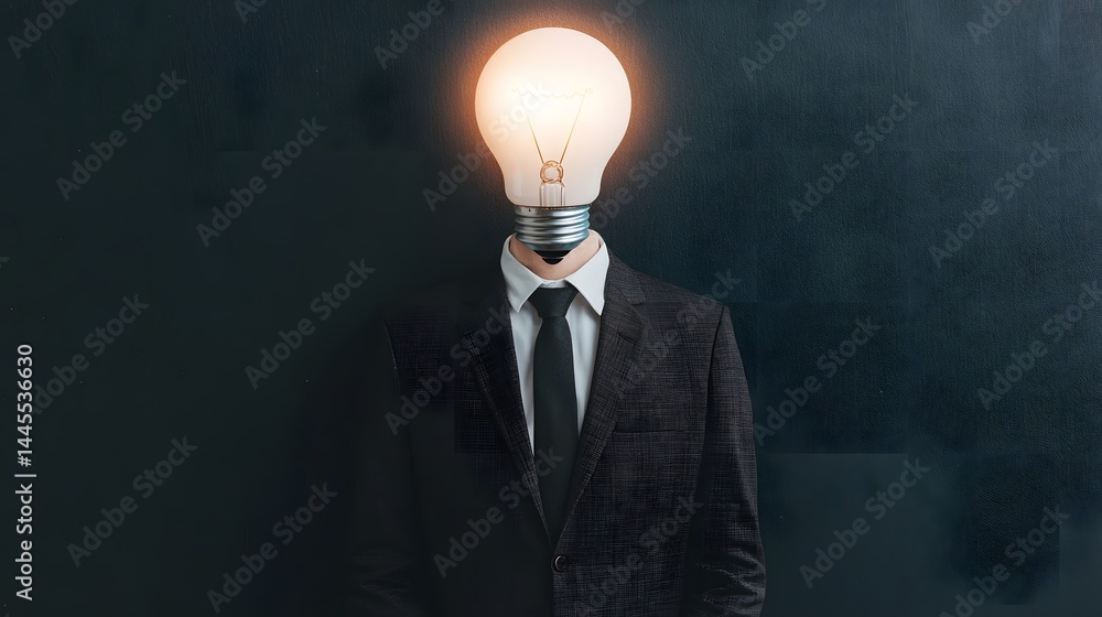 Business professional with a glowing light bulb above their head
