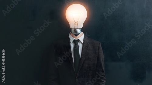 Obraz na płótnie Business professional with a glowing light bulb above their head w salonie