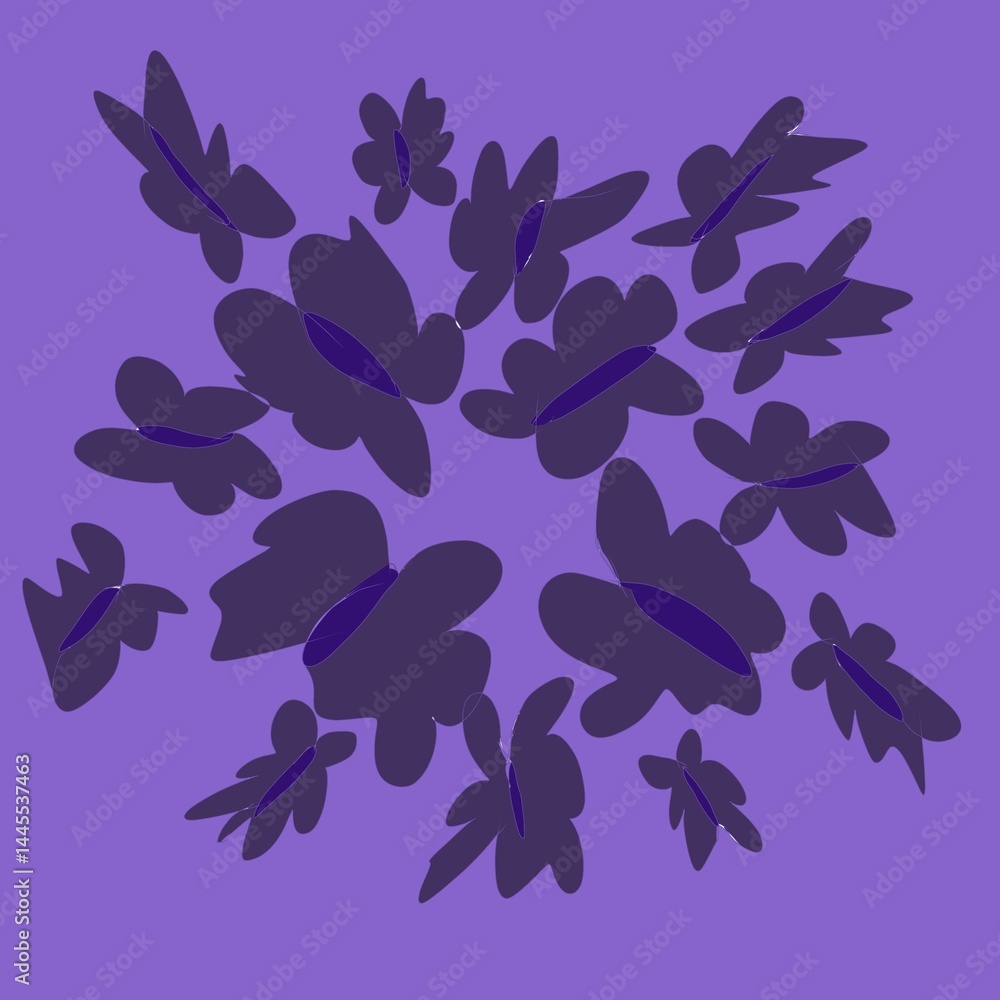 Dark Butterflies in Motion on a Purple Canvas Dark Butterflies in Motion on a Purple Canvas