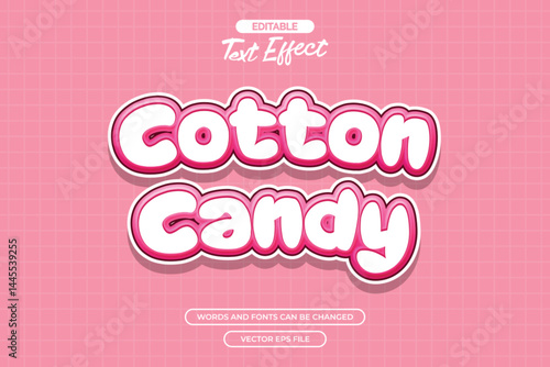 Cotton candy editable text effect with cute pink text 