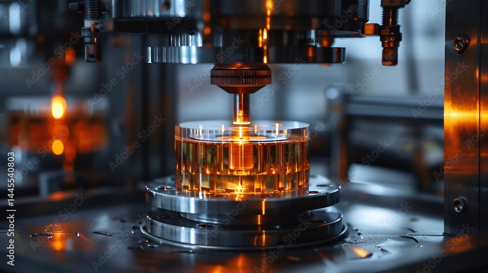 Close up of a superconducting magnet levitating in extreme cold conditions Close up of a superconducting magnet levitating in extreme cold conditions