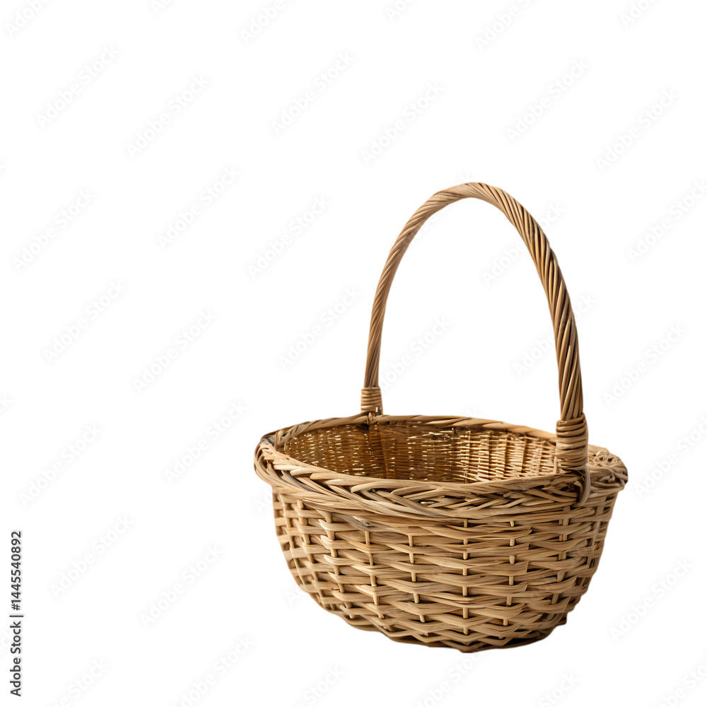Beautiful Woven Basket Handmade Rustic Home Decor isolated on transparent background Beautiful Woven Basket Handmade Rustic Home Decor isolated on transparent background