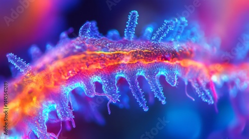 Obraz na płótnie Intricate Beauty of Intestinal Microvilli Revealed in Vibrant Close-Up Exploration w salonie