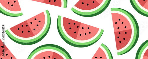 Watermelon slices. Summertime background for summer season creative graphic design. Vector illustration.