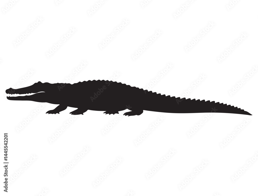 Naklejka premium CROCODILE SILHOUETTE WHITE BACKGROUND