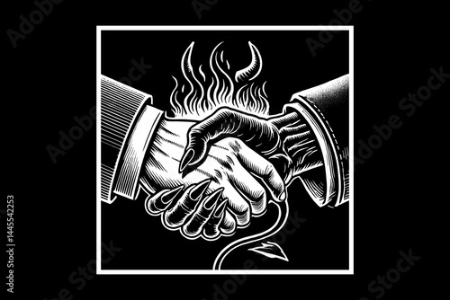 dark art style black and white The Devil's Deal