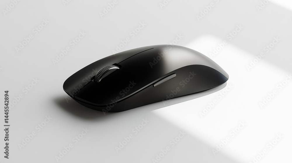 Computer mouse shown isolated on a white background with selective focus effect