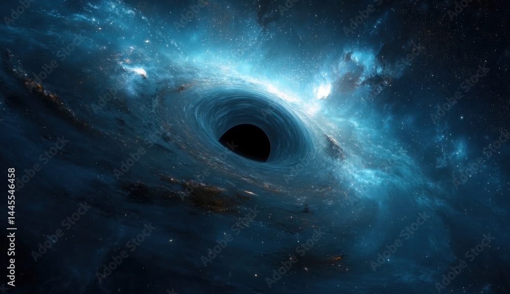 Naklejka premium Exploring the Mysteries of Black Holes: Gravity's Pull in Deep Space, Unveiling Cosmic Wonders Through Astrophotography