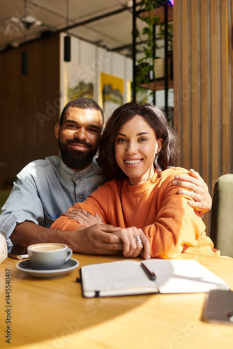 Wallpaper Mural Joyful moments shared by a couple at a cozy cafe during a sunny afternoon Torontodigital.ca