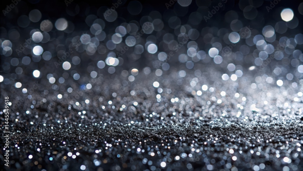 Sparkling silver glitter on a dark black background with subtle texture resembling velvet, glamour, luxury, glamour, luxury Sparkling silver glitter on a dark black background with subtle texture resembling velvet, glamour, luxury, glamour, luxury