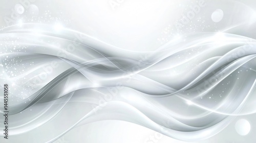 Flowing abstract line design with graceful waves in soft gray and white tones on a clean background made with Generative AI technology