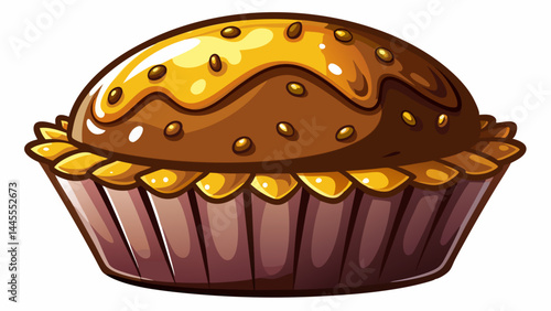 A soft, moist chocolate muffin with a golden dome top.
Dark cocoa crumbs and rich texture tempt the senses.
Every bite promises deep, indulgent flavor.
Perfectly isolated for use in food vector design
