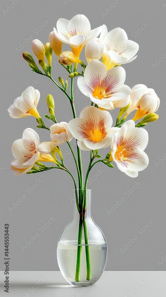 Realistic Freesia Bouquet in Clear Vase Realistic Freesia Bouquet in Clear Vase