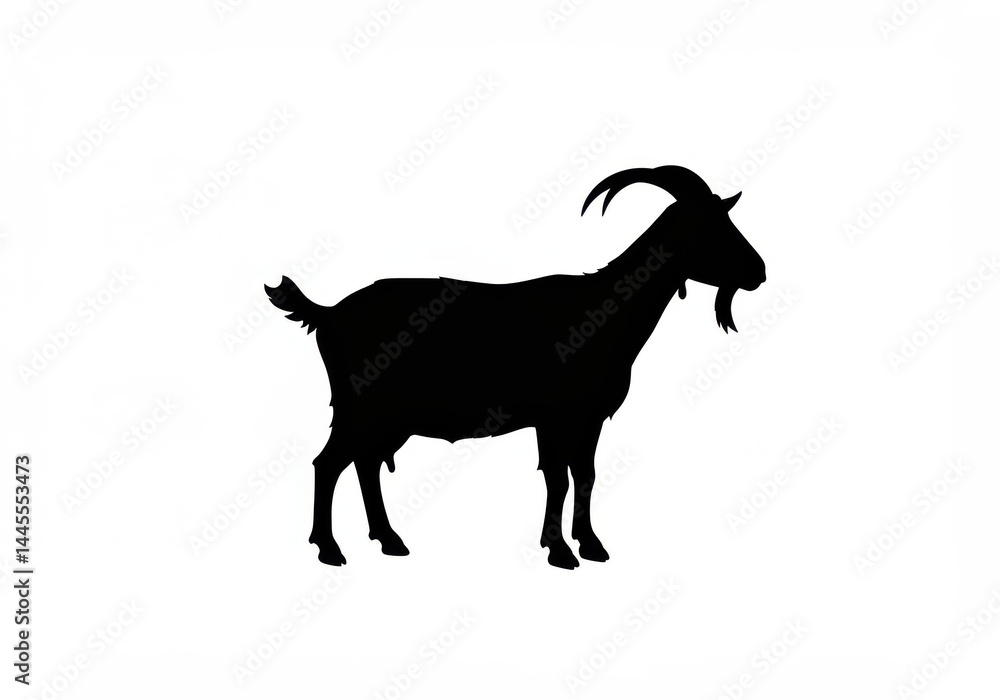 Fototapeta premium Black goat silhouette isolated on white background