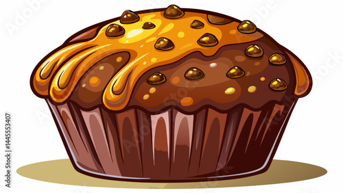 A soft, moist chocolate muffin with a golden dome top.
Dark cocoa crumbs and rich texture tempt the senses.
Every bite promises deep, indulgent flavor.
Perfectly isolated for use in food vector design