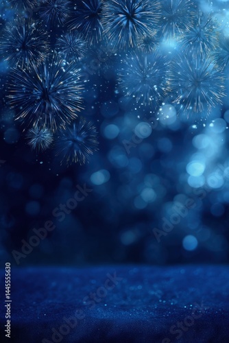 Night Sky Fireworks Display: Sparkling Celebration with Brilliant Lights, Glowing Trails & Festive Atmosphere.