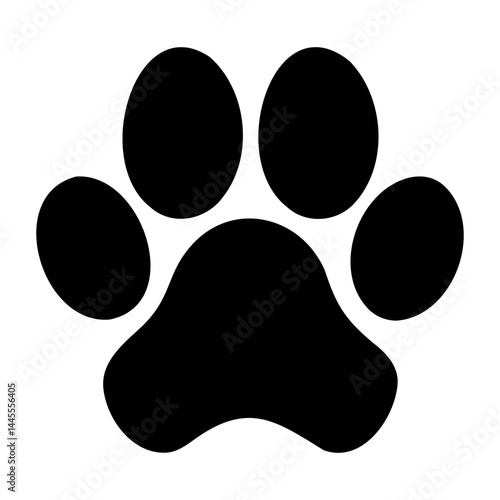 Minimalist Dog Paw Icon in Black Silhouette Style PNG
