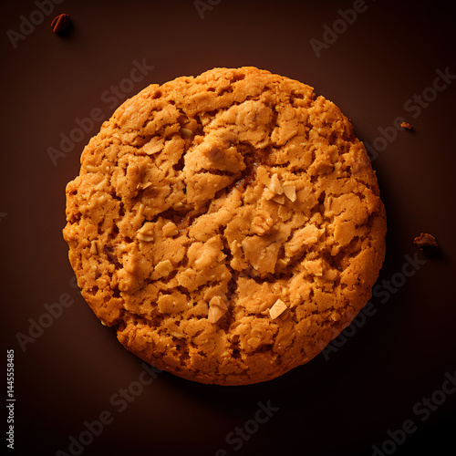Top view millet peanut raisin brown cookie in a dark
