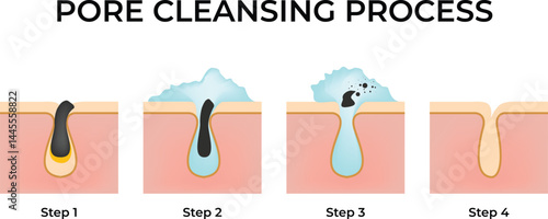 Pore Cleansing Process: A Step-by-Step Guide Design Vector Illustration