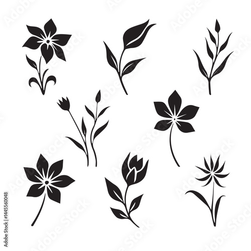 Black Flower Vector – Elegant Floral Silhouette Design.


