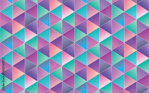 Seamless neon pastel triangle pattern, soft gradient colors and geometric abstract shapes, modern digital background