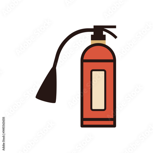 Minimal Fire Safety Equipment Illustration Showing Red Fire Extinguisher with Hose
