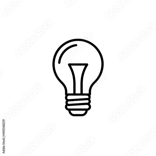 Simple line art illustration of a light bulb, concept for website design, app icon, and infographic