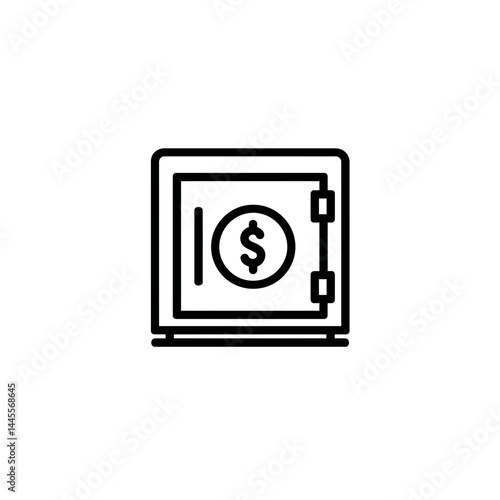 Simple line art icon of a safe with dollar sign, concept for finance, banking, investment, and security applications Free Download Simple line art icon of a safe with dollar sign, concept for finance, banking, investment, and security applications - GFXLoad