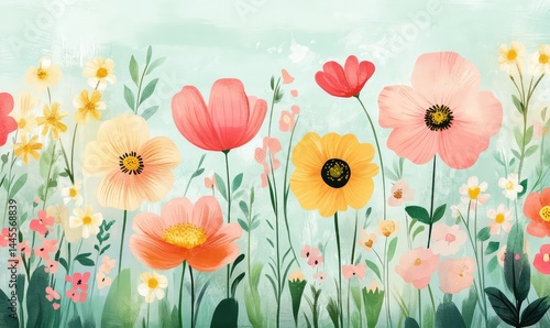 Wallpaper Mural Colorful floral banner design for spring sale promotion campaign. AI generated illustration. Torontodigital.ca