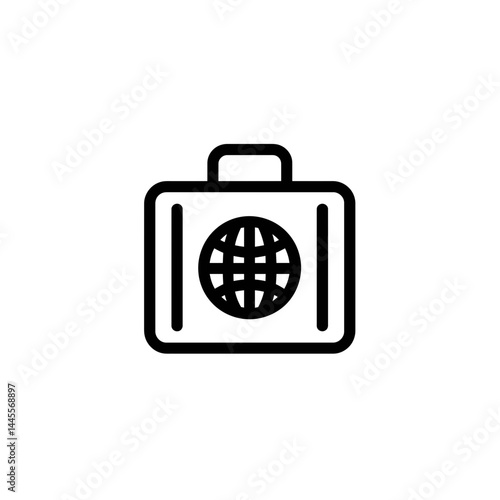 A simple line art icon of a suitcase with a globe inside; concept for travel agency branding, tourism, and global business Free Download A simple line art icon of a suitcase with a globe inside; concept for travel agency branding, tourism, and global business - GFXLoad