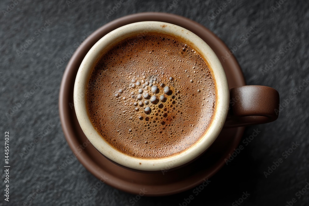 Fototapeta premium Coffee Cup on Saucer with Dark Background