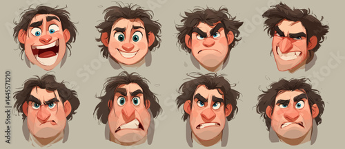 A set of expressive character faces for a Potter, showcasing different emotions: happy, angry, surprised, sad, mischievous, and neutral.