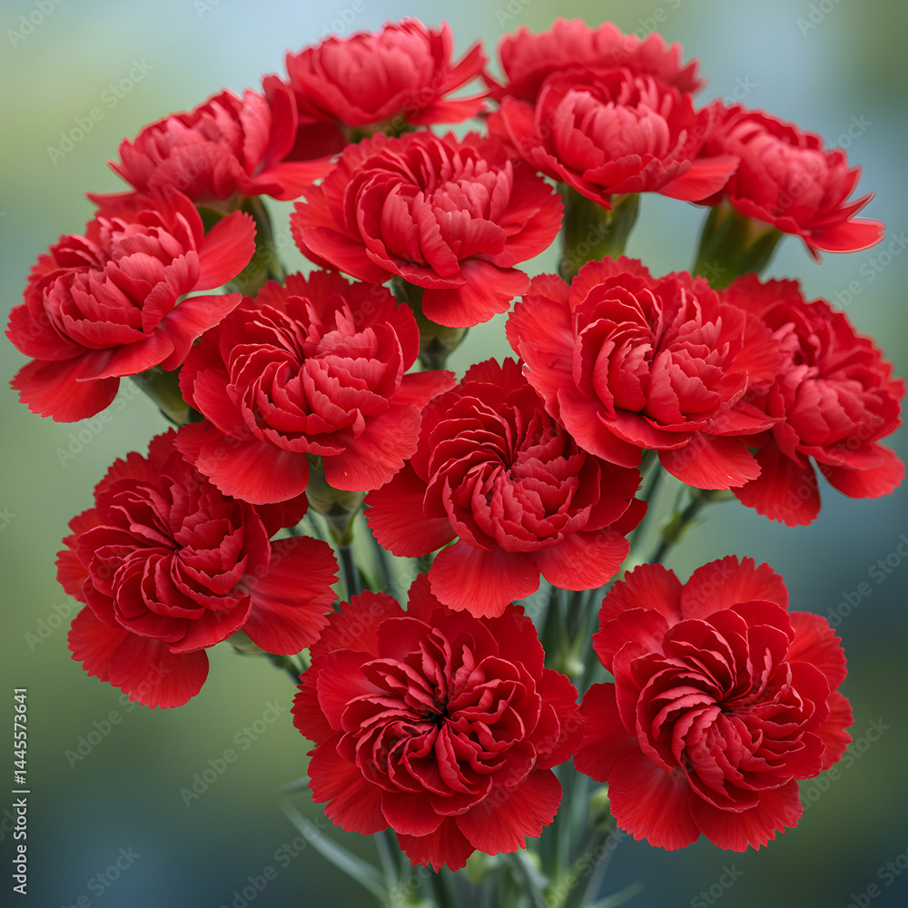 Fototapeta premium Red Carnation Flowers Bouquet Image