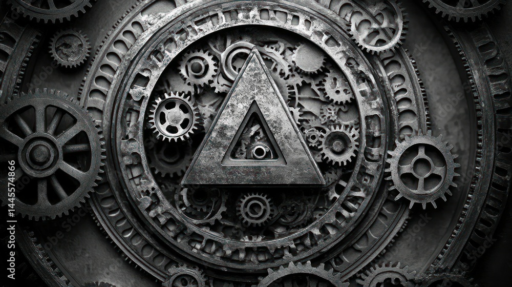 Obraz premium Abstract metallic triangle gears