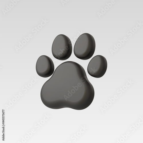 3d Realistic Paw print Icon Vector Illustration