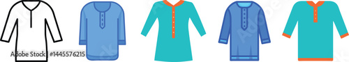 Minimal Kurta Top Vector Icon Set - Traditional & Fashion Design