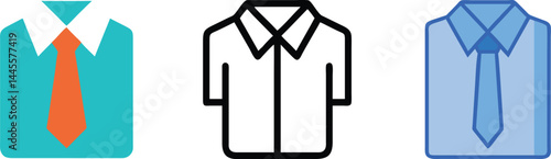 Minimal Shirt and Tie Vector Icon Set - Business & Fashion Design