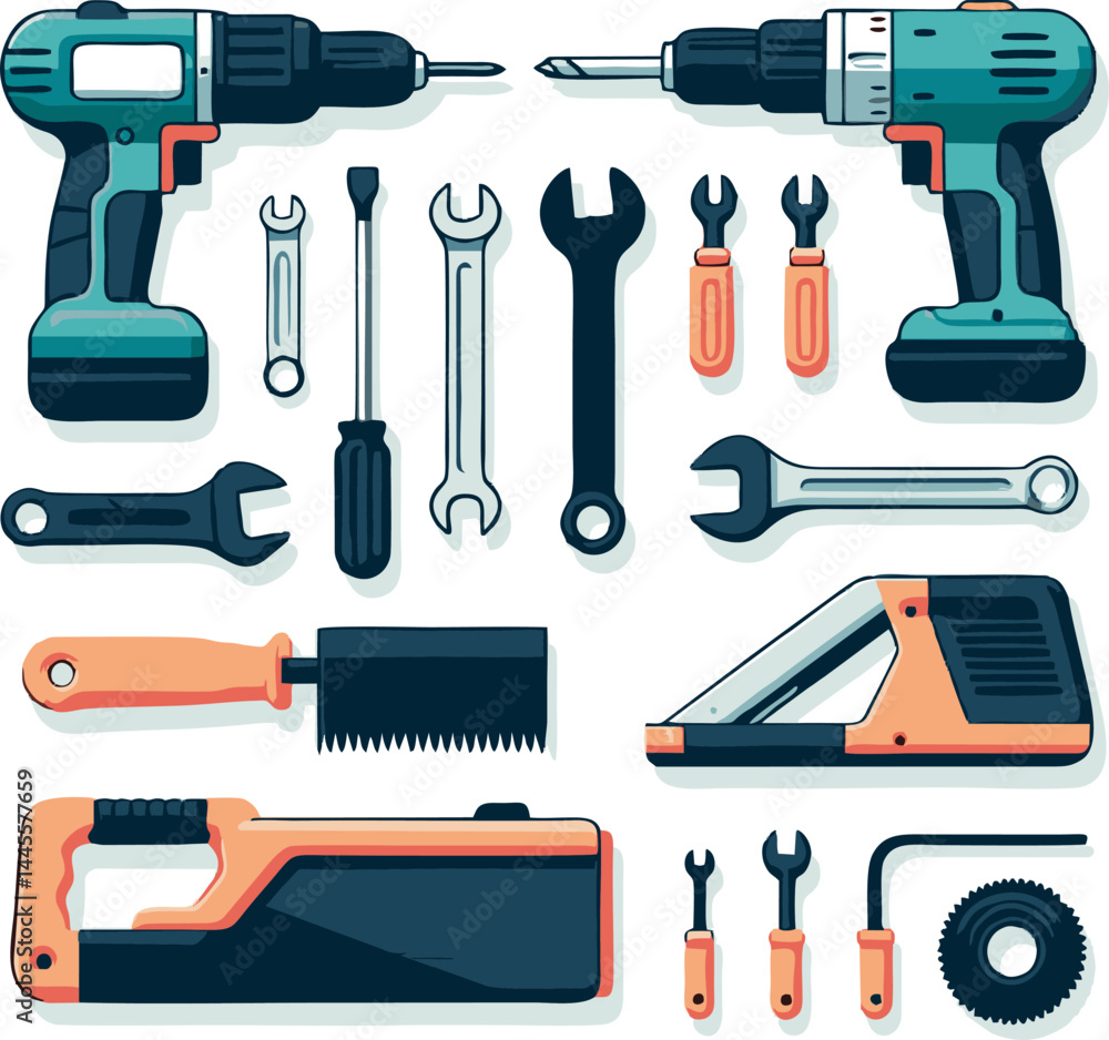 Handyman Tools Collection: Flat Design Icons Handyman Tools Collection: Flat Design Icons