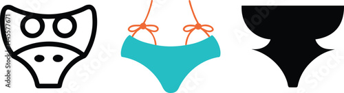 Minimal Swimwear Bottom Vector Icon Set - Beachwear & Bikini Design