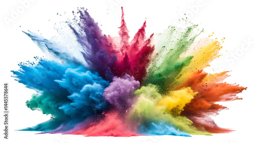 Vibrant Multi-Colored Powder Explosion ,  Set bundle rainbow color powder dust explosion PNG , Celebration, colorful festival, run or party element