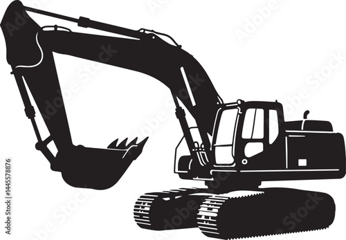Construction excavator silhouette vector logo illustration  isolated on a white background