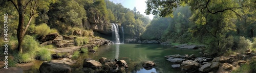 The serene nature around this waterfall is perfect for relaxation and meditation