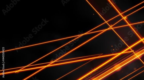 Glowing orange lines intersect on a black background, creating a dynamic, abstract design