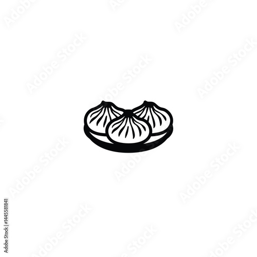 Chinese dumpling silhouette on white background