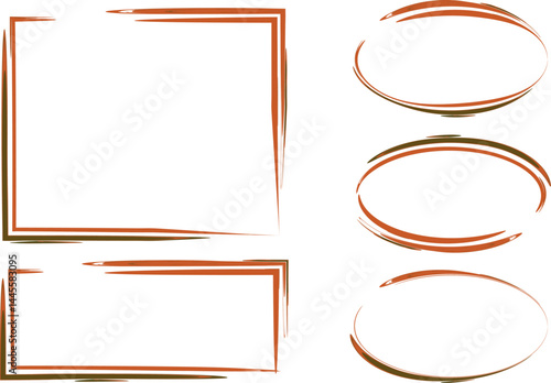 brick orange green colorful abstract line pattern outline frames set