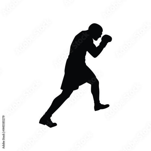 vector art silhouette of a boxer stands with pose