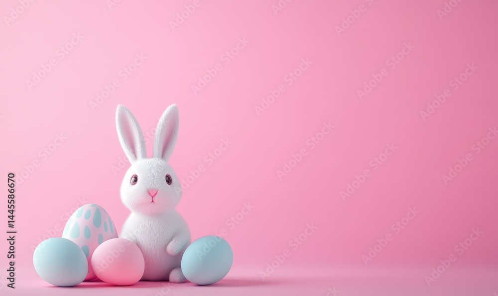 Obraz premium Minimal Easter sale banner template with soft gradient background. AI generated illustration.