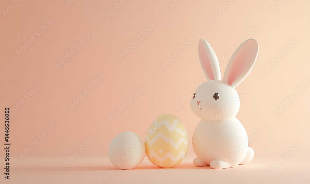 Obraz premium Minimal Easter sale banner template with soft gradient background. AI generated illustration.