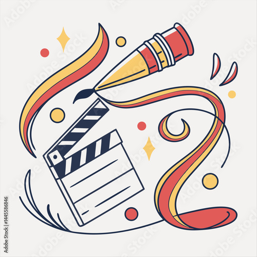 Colorful Creative Media Camera Illustration – Artistic Film and Video Concept.